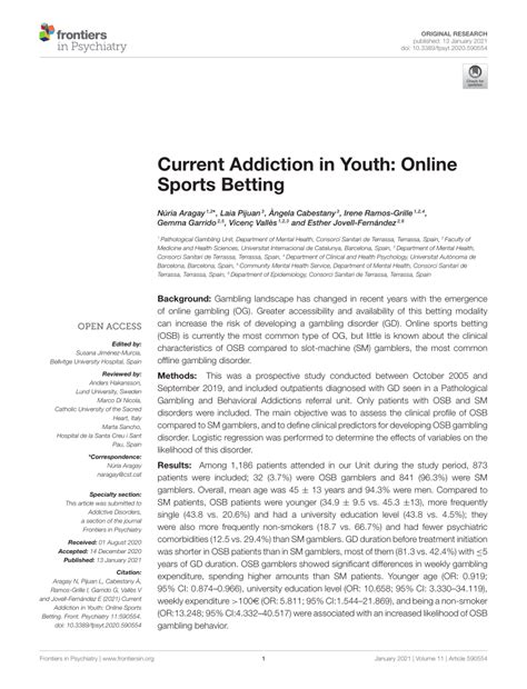 Current Addiction in Youth: Online Sports Betting .